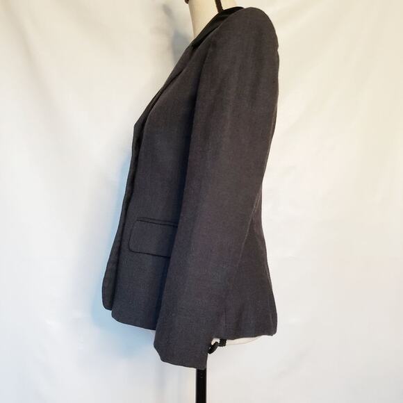 Rena Rowan Saville Wool Blazer Size 4 Velvet Collar Gray 4 Button Hour Glass - Picture 4 of 8